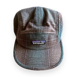 Patagonia NWT Recycled Wool 5-Panel Cap w/ Adjustable Strap Brown Plaid Camp Hat